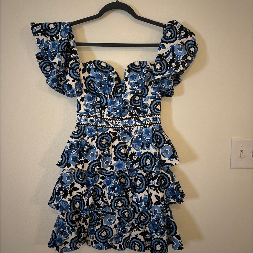 Caroline Constas Embroidered Off-the-Shoulder Dress